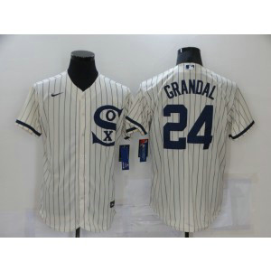 MLB White Sox 24 Yasmani Grandal 2021 Cream Field Of Dreams Flexbase Men Jersey