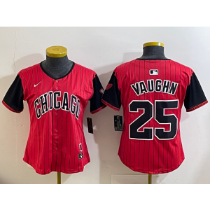 MLB White Sox 25 VAUGHN Red Black 2025 City Connect Nike Cool Base Youth Jersey