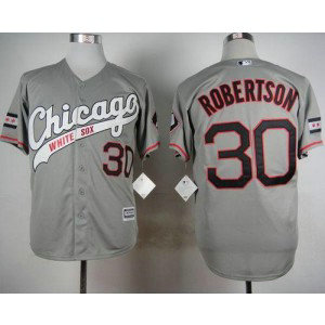MLB White Sox 30 David Robertson Grey New Cool Base Men Jersey