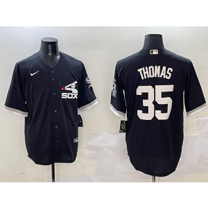 MLB White Sox 35 Frank Thomas Black Nike Cool Base Men Jersey