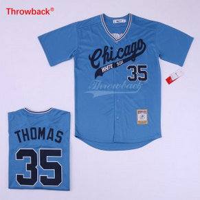 MLB White Sox 35 Frank Thomas Blue Retro Throwback Men Jersey