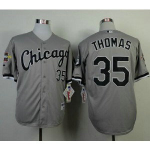MLB White Sox 35 Frank Thomas Grey Cool Base Men Jersey
