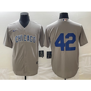 MLB White Sox 42 Grey Nike Cool Base Men Jersey