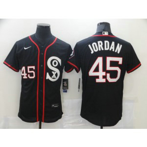 MLB White Sox 45 Michael Jordan Black Cool Base Men Jerseys