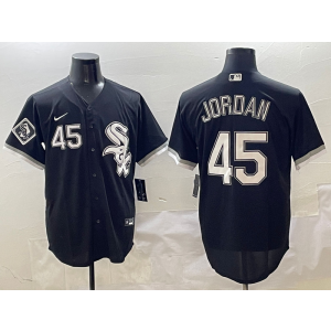 MLB White Sox 45 Michael Jordan Black Logo Nike Cool Base Men Jersey MLB White Sox 45 Michael Jordan Black Logo Nike Cool Base Men Jersey