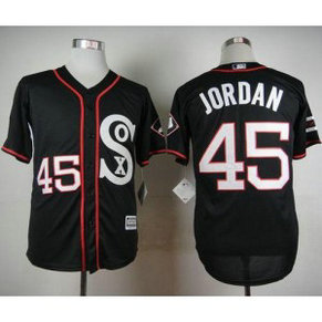 MLB White Sox 45 Michael Jordan Black New Cool Base Men Jersey