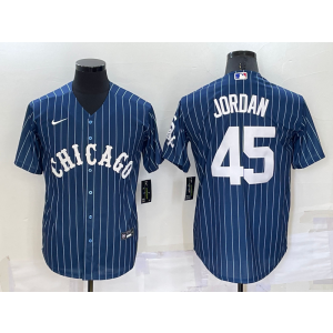 MLB White Sox 45 Michael Jordan Blue Nike Cool Base Men Jersey