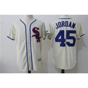 MLB White Sox 45 Michael Jordan Cream Cool Base Men Jersey