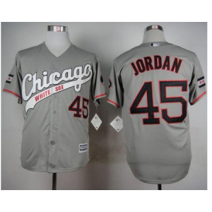 MLB White Sox 45 Michael Jordan Gray Cool Base Men Jersey