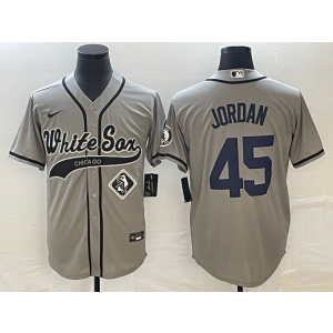 MLB White Sox 45 Michael Jordan Grey Baseball Nike Cool Base Men Jersey
