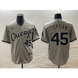 MLB White Sox 45 Michael Jordan Grey Nike Cool Base Men Jersey
