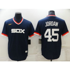 MLB White Sox 45 Michael Jordan Navy Throwback Men Jersey