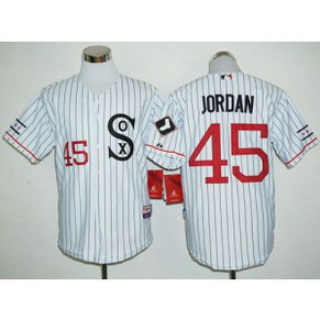 MLB White Sox 45 Michael Jordan White(Black Strip) Cooperstown Men Jersey MLB White Sox 45 Michael Jordan White(Black Strip) Cooperstown Men Jersey