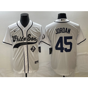 MLB White Sox 45 Michael Jordan White Baseball Nike Cool Base Men Jersey