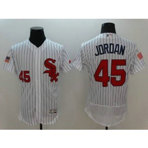 MLB White Sox 45 Michael Jordan White Stars and Stripes Flexbase Men Jersey