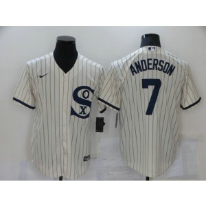MLB White Sox 7 Tim Anderson 2021 Cream Field Of Dreams Cool Base Men Jersey