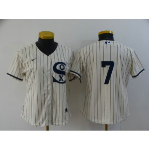 MLB White Sox 7 Tim Anderson 2021 Cream Field Of Dreams Cool Base Women Jersey