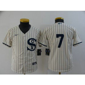 MLB White Sox 7 Tim Anderson 2021 Cream Field Of Dreams Cool Base Youth Jersey