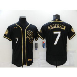 MLB White Sox 7 Tim Anderson Black Gold Flexbase Men Jersey