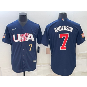 MLB White Sox 7 Tim Anderson Blue 2023 World Series Cool Base Men Jersey 1