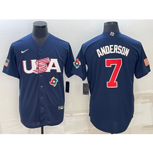 MLB White Sox 7 Tim Anderson Blue 2023 World Series Cool Base Men Jersey