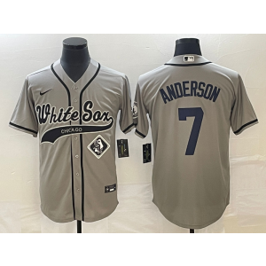 MLB White Sox 7 Tim Anderson Grey Baseball Nike Cool Base Men Jersey