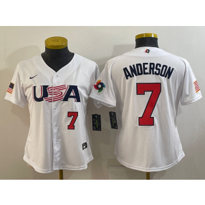MLB White Sox 7 Tim Anderson White 2023 World Baseball Classic Women Jersey