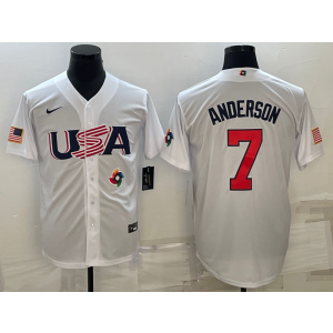 MLB White Sox 7 Tim Anderson White 2023 World Series Cool Base Men Jersey