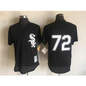 MLB White Sox 72 Carlton Fisk Black 1993 Cooperstown Collection Batting Practice Men Jersey