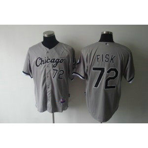 MLB White Sox 72 Carlton Fisk Grey Men Jersey