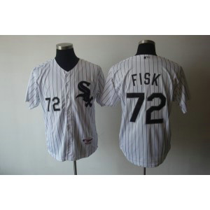 MLB White Sox 72 Carlton Fisk White Men Jersey
