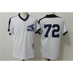 MLB White Sox 72 Carlton Fisk White Mitchell and Ness Throwback Men Jersey MLB White Sox 72 Carlton Fisk White Mitchell and Ness Throwback Men Jersey