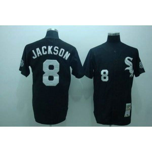MLB White Sox 8 Bo Jackson Black Mitchell and Ness Throwback Men Jersey