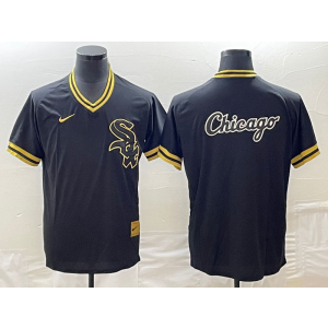 MLB White Sox Blank Black Baseball Logo Nike Throwback Men Jersey