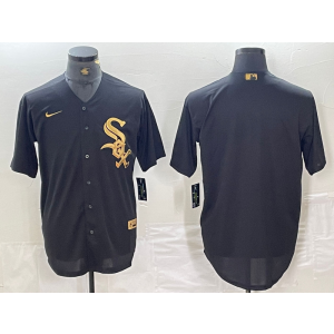 MLB White Sox Blank Black Gold Nike Cool Base Men Jersey