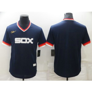 MLB White Sox Blank Blue Throwback Men Jersey