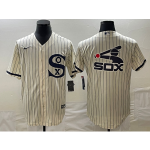 MLB White Sox Blank Cream Baseball Logo Nike Cool Base Men Jersey