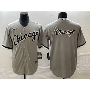 MLB White Sox Blank Grey Baseball Logo Nike Cool Base Men Jersey