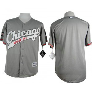 MLB White Sox Blank New Grey Cool Base Men Jersey