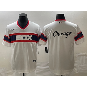 MLB White Sox Blank White Baseball Logo Nike Throwback Men Jersey