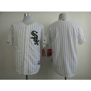 MLB White Sox Blank White Black Strip Men Jersey