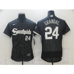MLB White Sox Southside 24 Yasmani Grandal Black 2021 City Connect Nike Flexbase Men Jersey