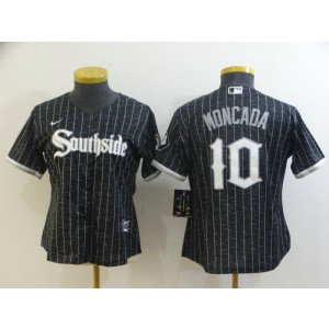 MLB White Sox Southside Black 10 Yoan Moncada 2021 City Connect Women Jersey