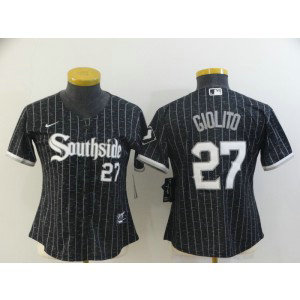 MLB White Sox Southside Black 27 Lucas Giolito 2021 City Connect Nike Cool Base Women Jersey