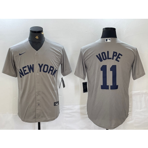 MLB Yankees 11 Anthony Volpe Grey Nike Cool Base Men Jersey MLB Yankees 11 Anthony Volpe Grey Nike Cool Base Men Jersey