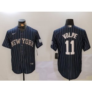 MLB Yankees 11 Anthony Volpe Navy Nike Cool Base Men Jersey