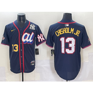 MLB Yankees 13 Chisholm Jr Navy American League 2025 All Star Nike Cool Base Men Jersey