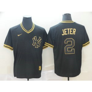 MLB Yankees 2 Derek Jeter Black Gold Nike Cooperstown Legend V Neck Men Jersey MLB Yankees 2 Derek Jeter Black Gold Nike Cooperstown Legend V Neck Men Jersey
