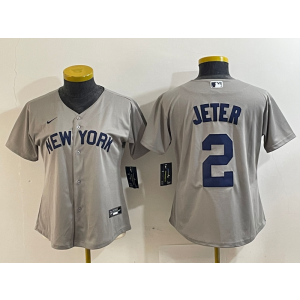 MLB Yankees 2 Derek Jeter Grey Nike Cool Base Youth Jersey MLB Yankees 2 Derek Jeter Grey Nike Cool Base Youth Jersey