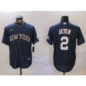 MLB Yankees 2 Derek Jeter Navy Nike Cool Base Men Jersey